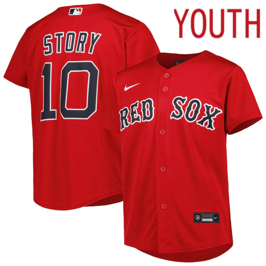 Youth Boston Red Sox #10 Trevor Story Nike Red Alternate Replica Player MLB Jersey->youth mlb jersey->Youth Jersey